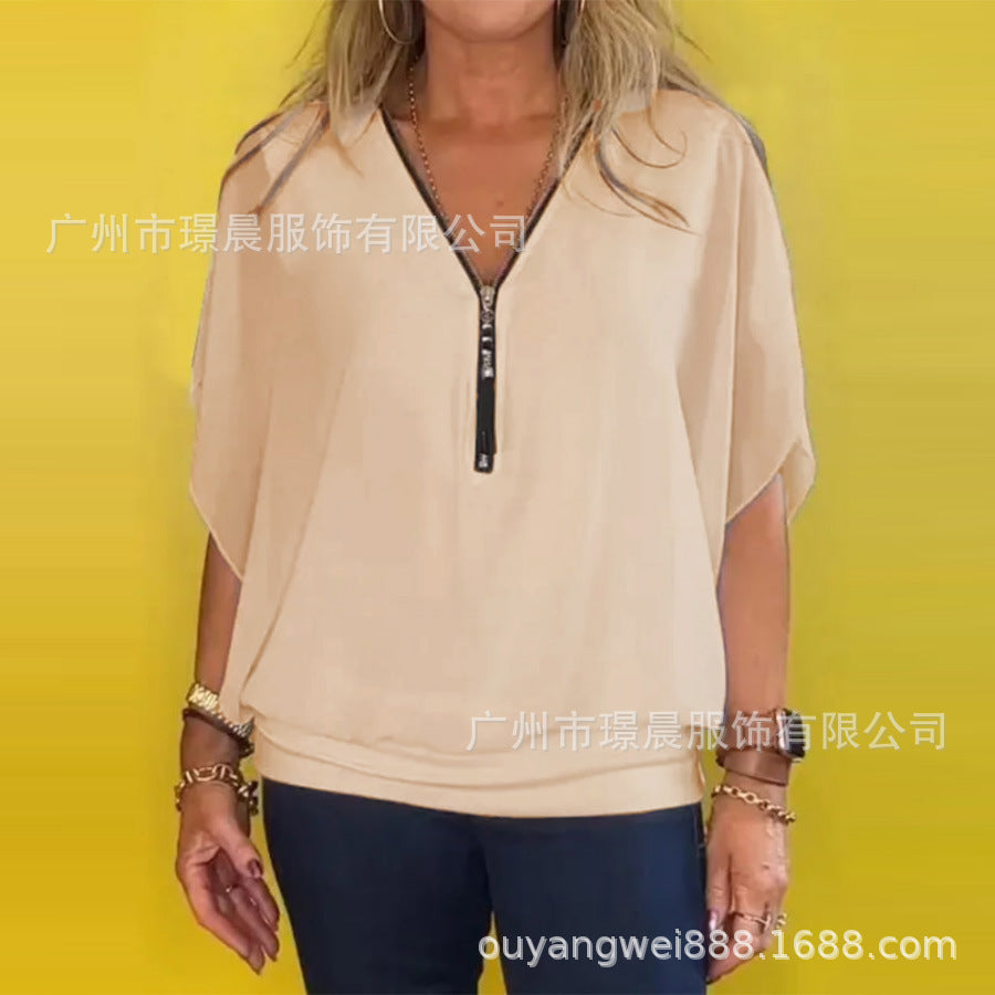 Shine | Elegant Bluseskjorte med Lynlås