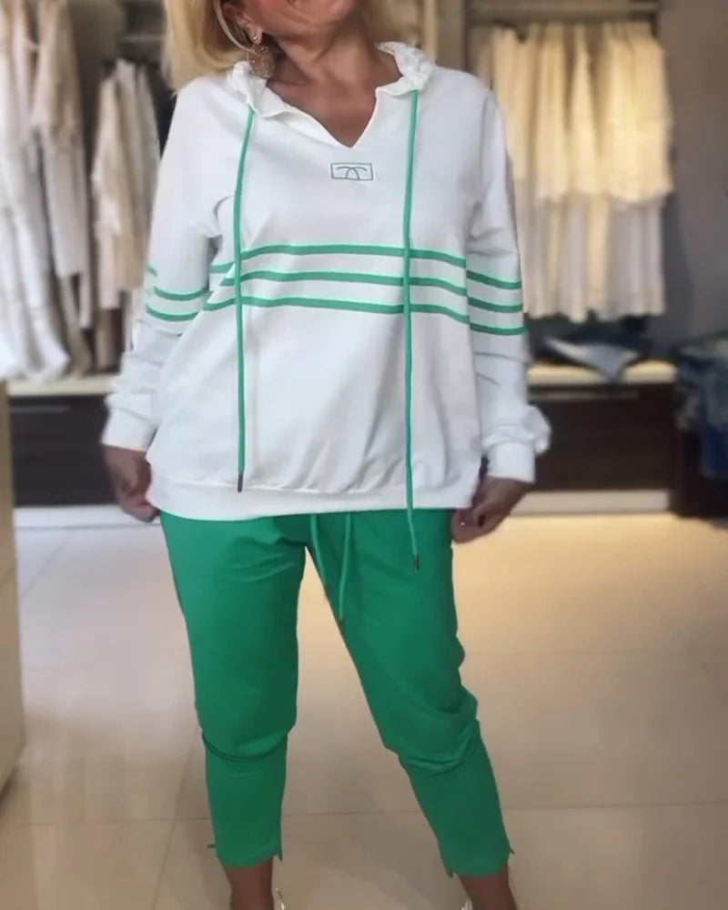 Eden | Stribet sweatshirt-sæt – Overdel & underdel