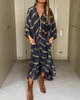 Bronya | Stilfuld Bohemian Kjole med Striber og Lange Ærmer