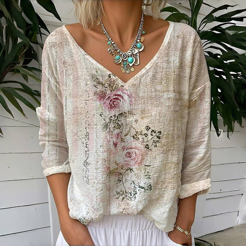 Rosanna | Lækkert Vintage-Stil T-shirt med Blomsterprint