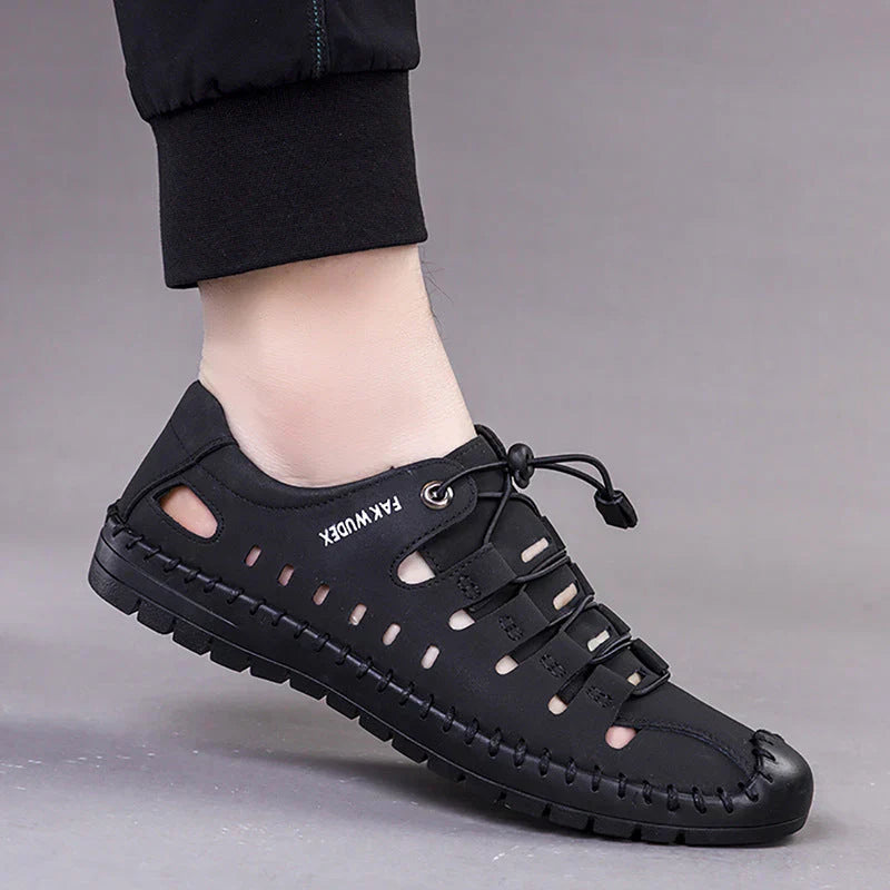 Ethan™ | Aviator Læder-Sandaler med Wickelzehe