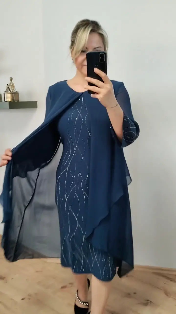 Mirah | Elegant midikjole med gennemsigtigt overlay