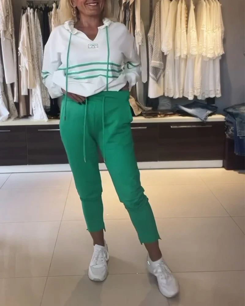 Eden | Stribet sweatshirt-sæt – Overdel & underdel