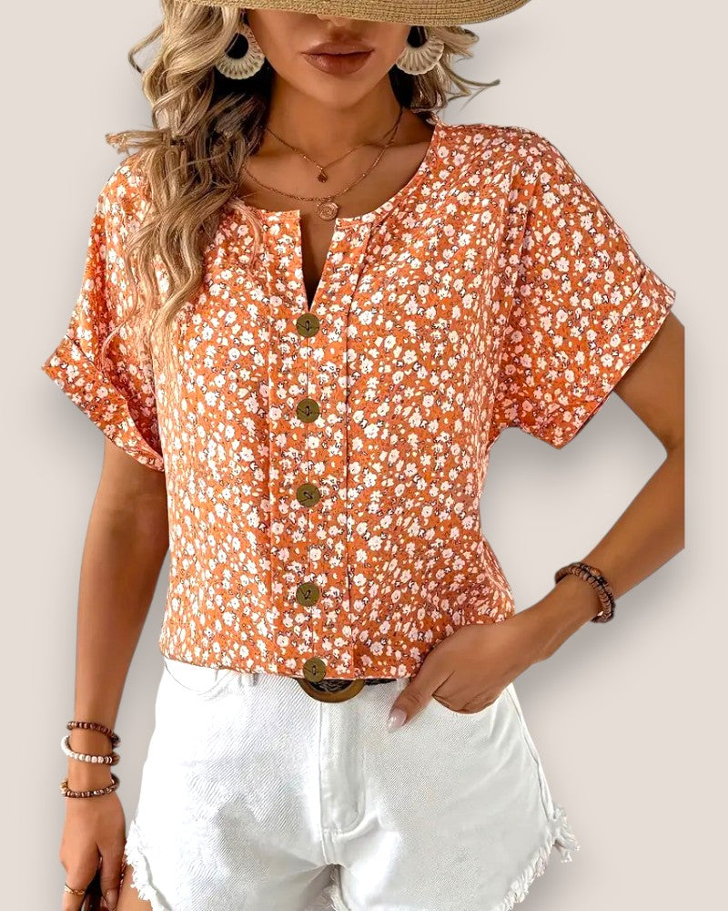 Maye | Blomstret top med knapper
