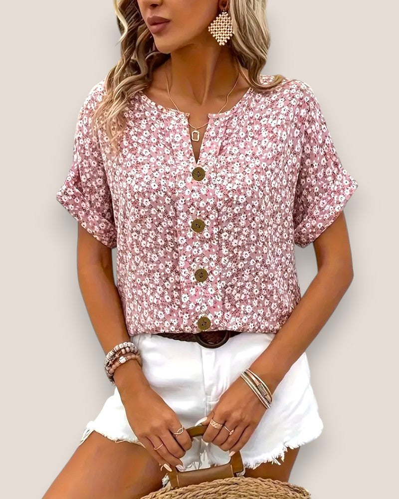 Maye | Blomstret top med knapper