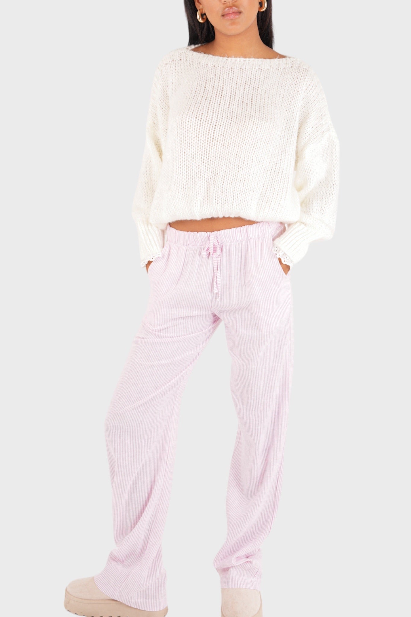 Freja™ | Elegante stribede bukser i pink - Norado