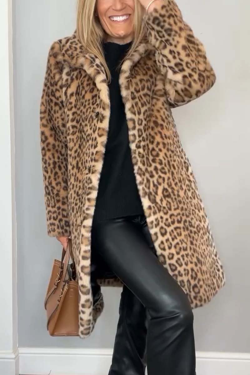 Thyra | Varm vinterfrakke med leopardprint