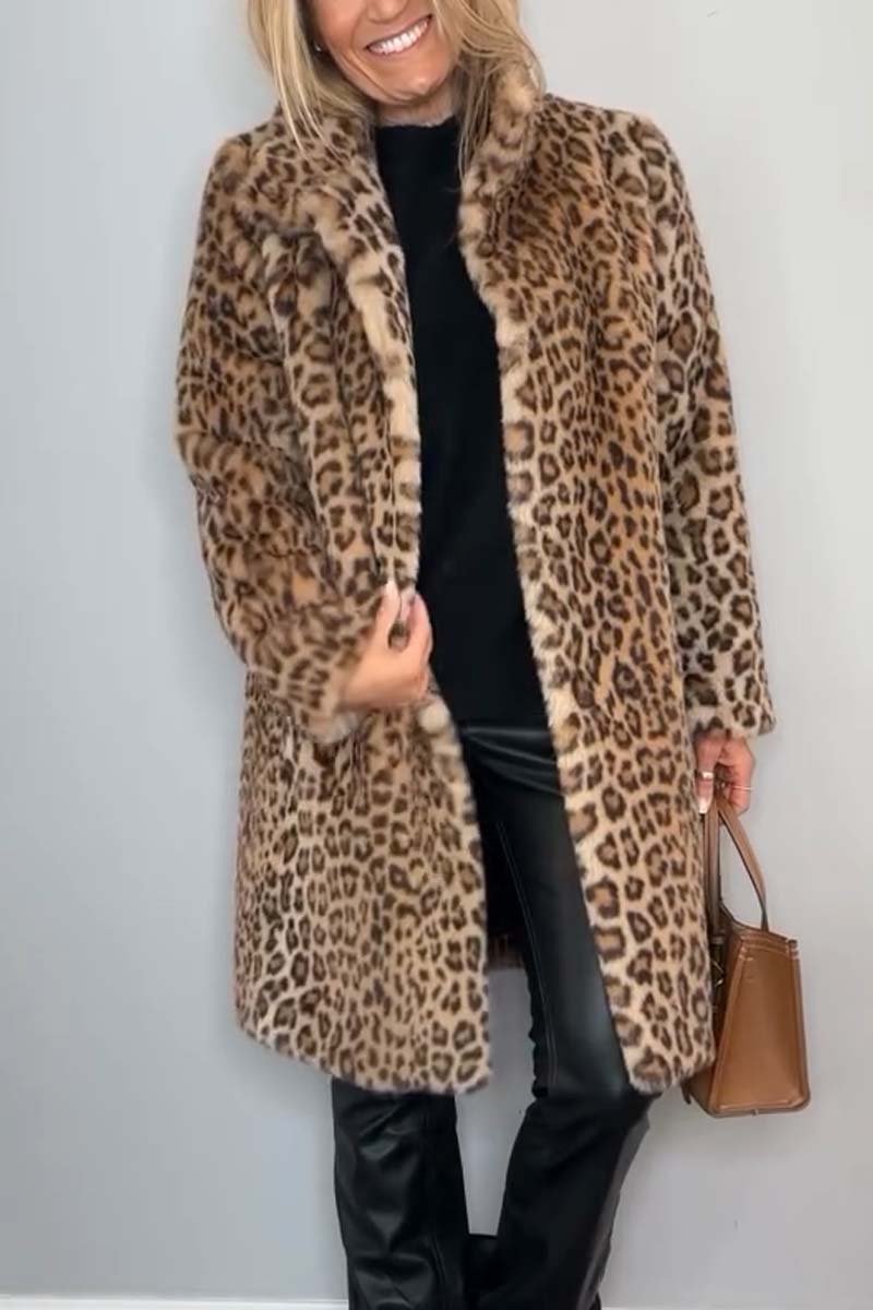 Thyra | Varm vinterfrakke med leopardprint