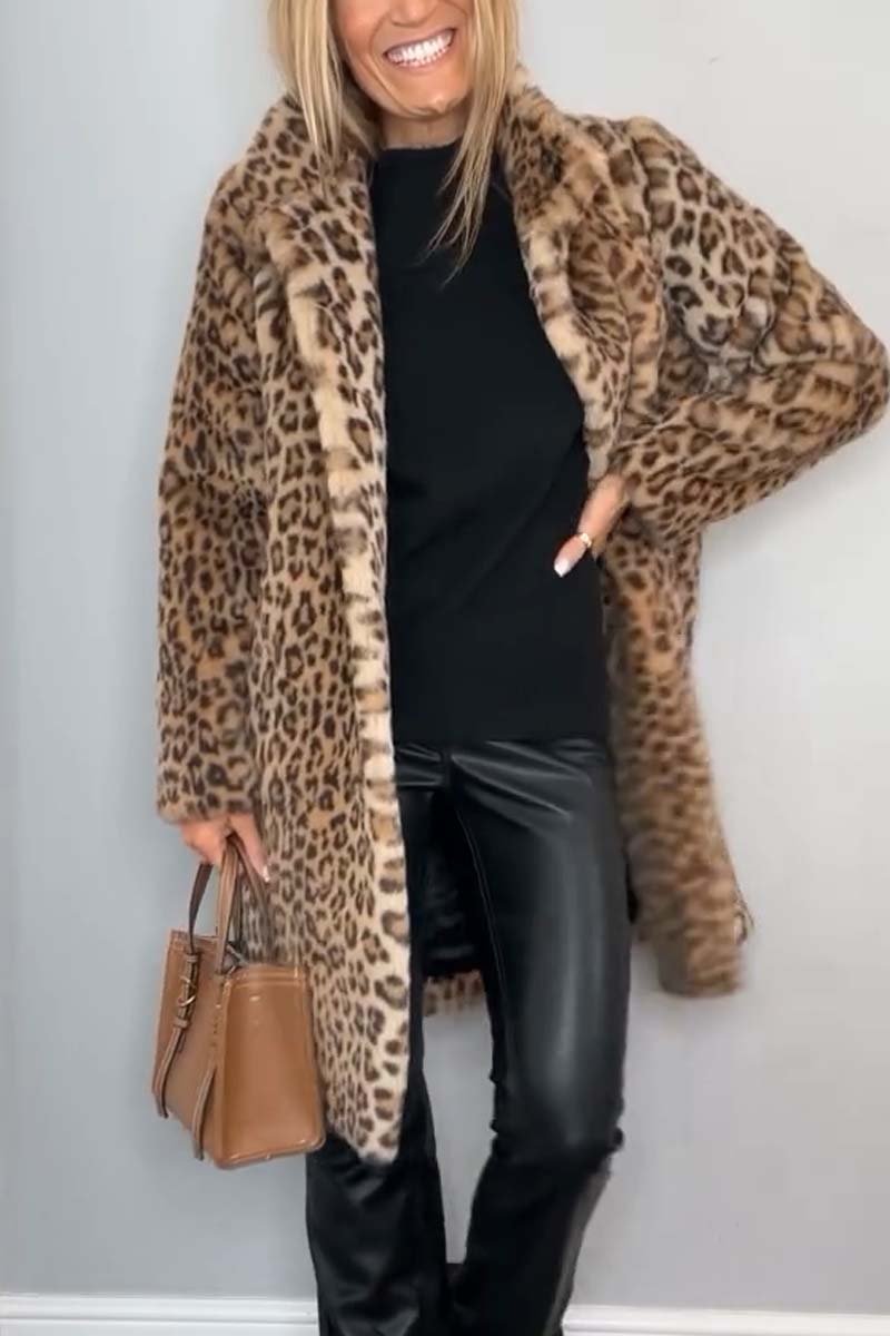 Thyra | Varm vinterfrakke med leopardprint