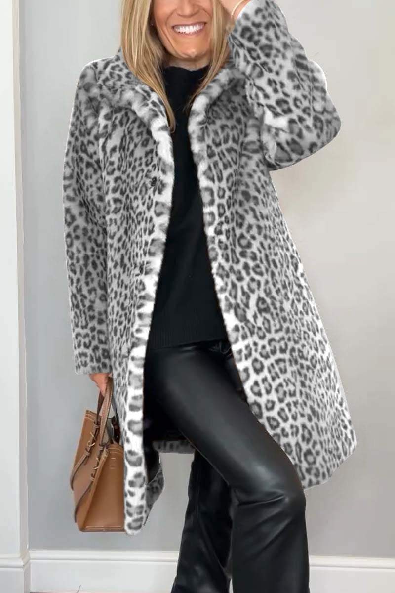 Thyra | Varm vinterfrakke med leopardprint