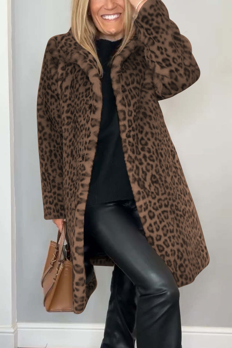 Thyra | Varm vinterfrakke med leopardprint
