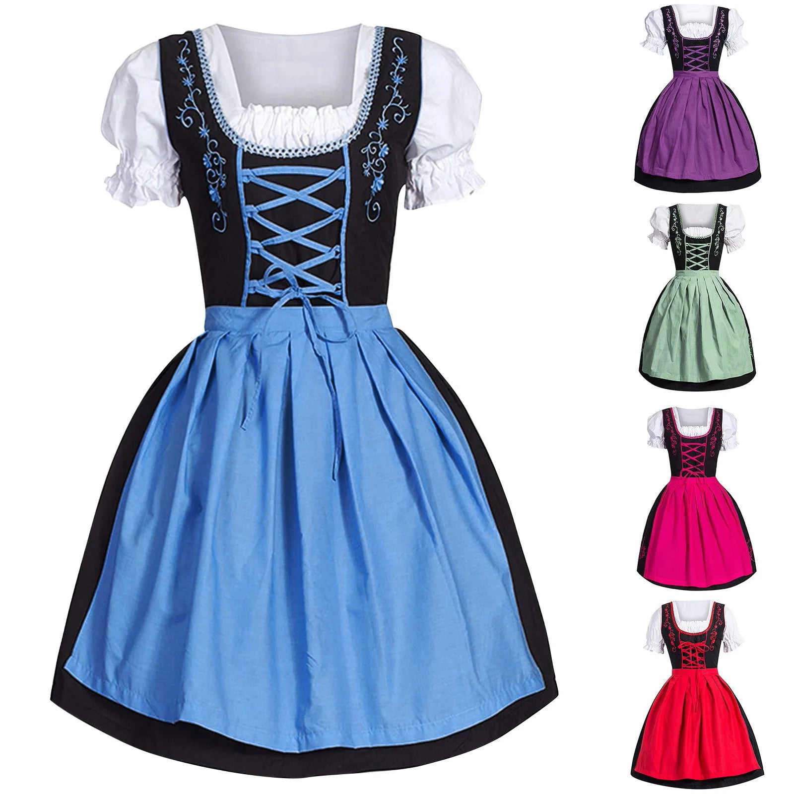 Lyserød Oktoberfest-ølpige-kjole