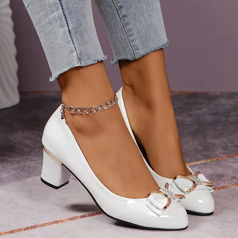 Mathilda | Elegante high-heels med krystaller og sart sløjfe