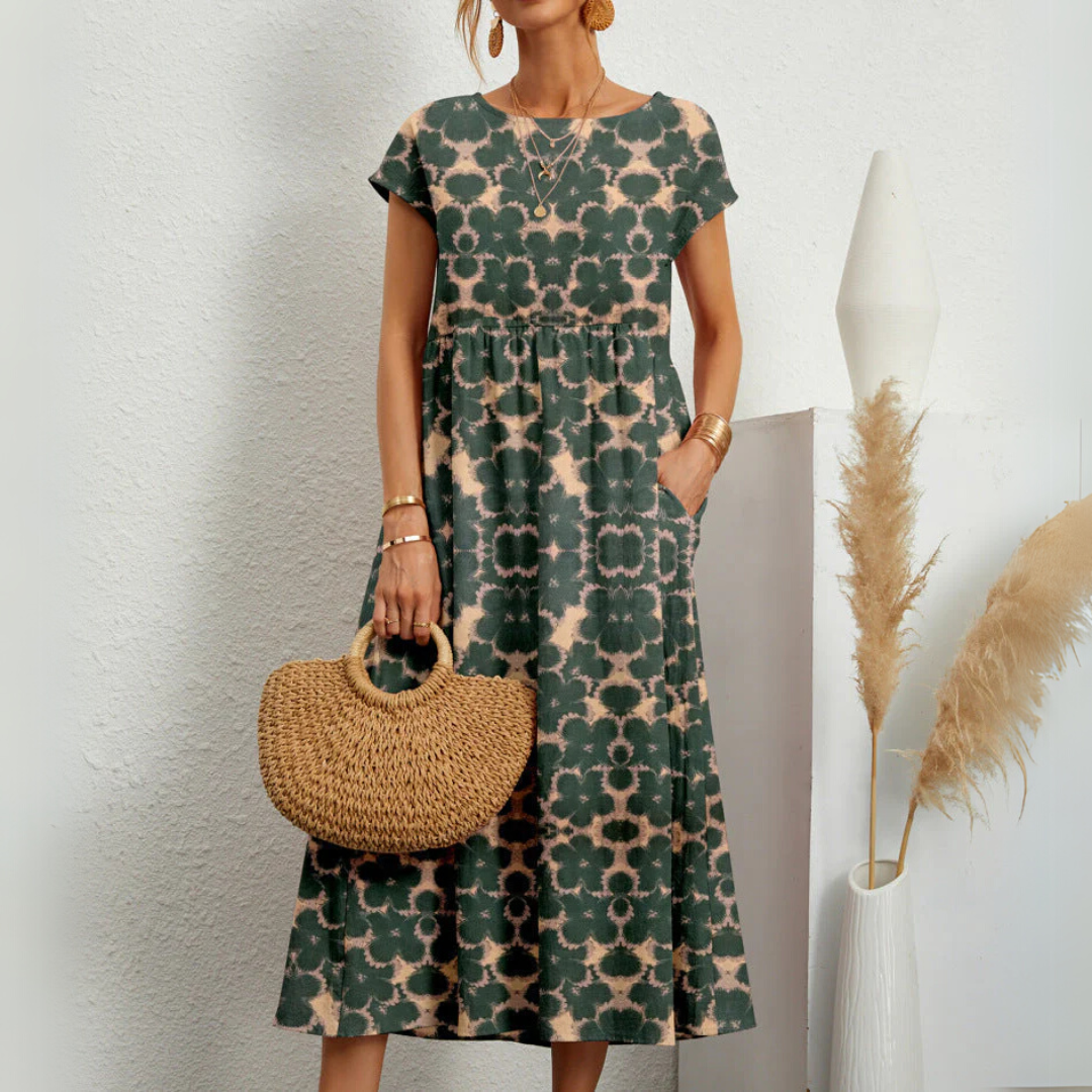 Esti | Floralt midikjole i boho-stil