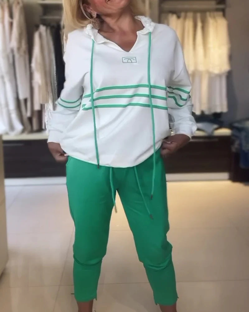 Eden | Stribet sweatshirt-sæt – Overdel & underdel