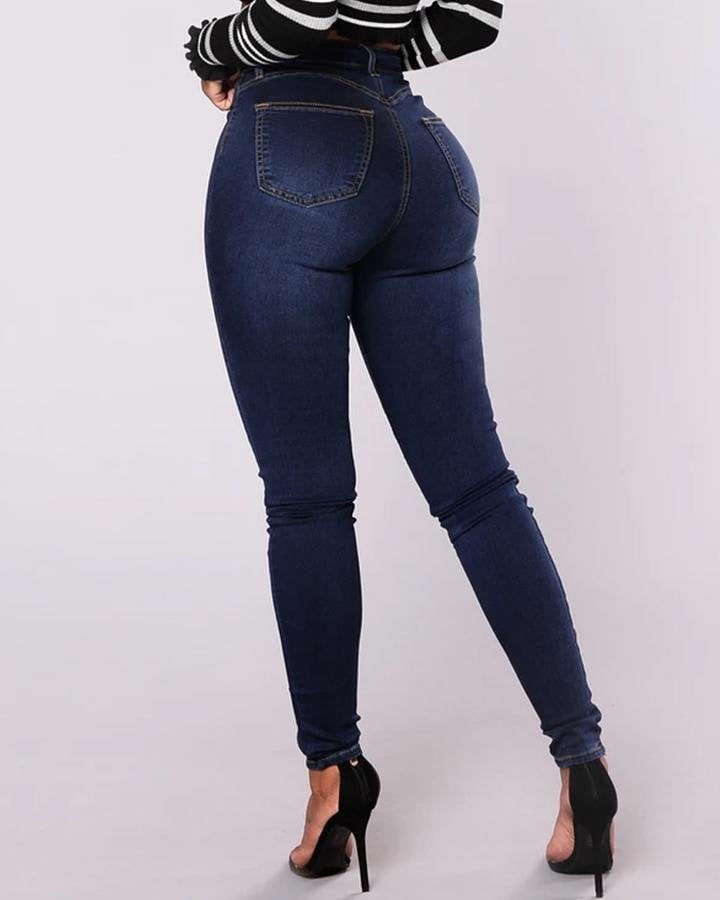 Violetta™ - Jeans med høj talje og dobbelt knapstolpe - Norado