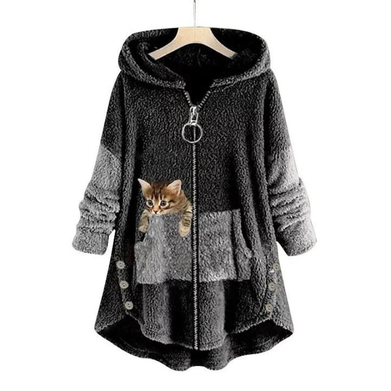 Nia™ | Cuddly blød plyshættetrøje med print - Norado