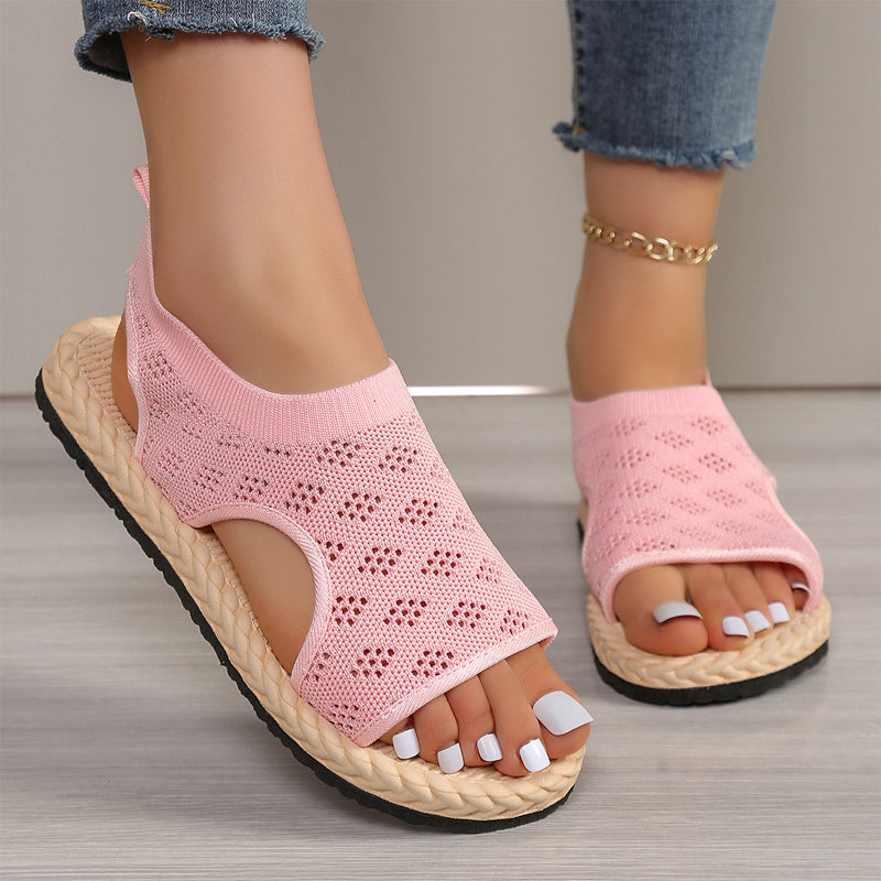 Ivory | Behagelige flade damesandaler i mesh
