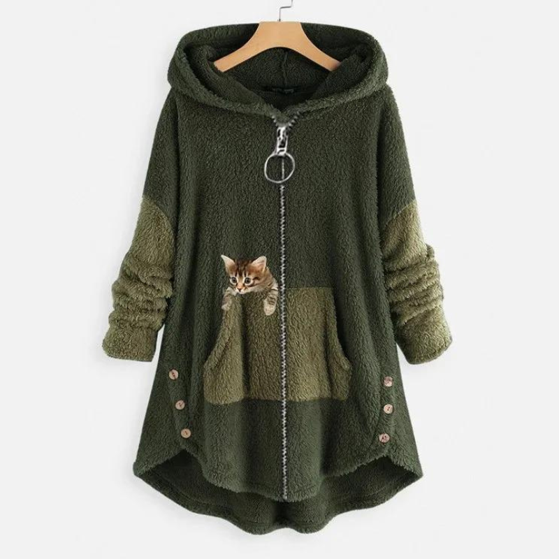 Nia™ | Cuddly blød plyshættetrøje med print - Norado