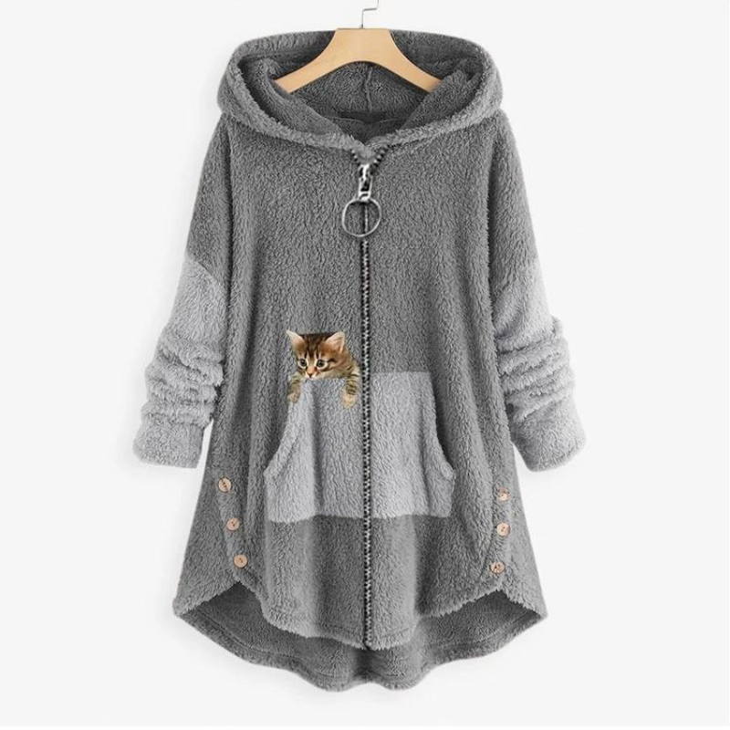Nia™ | Cuddly blød plyshættetrøje med print - Norado