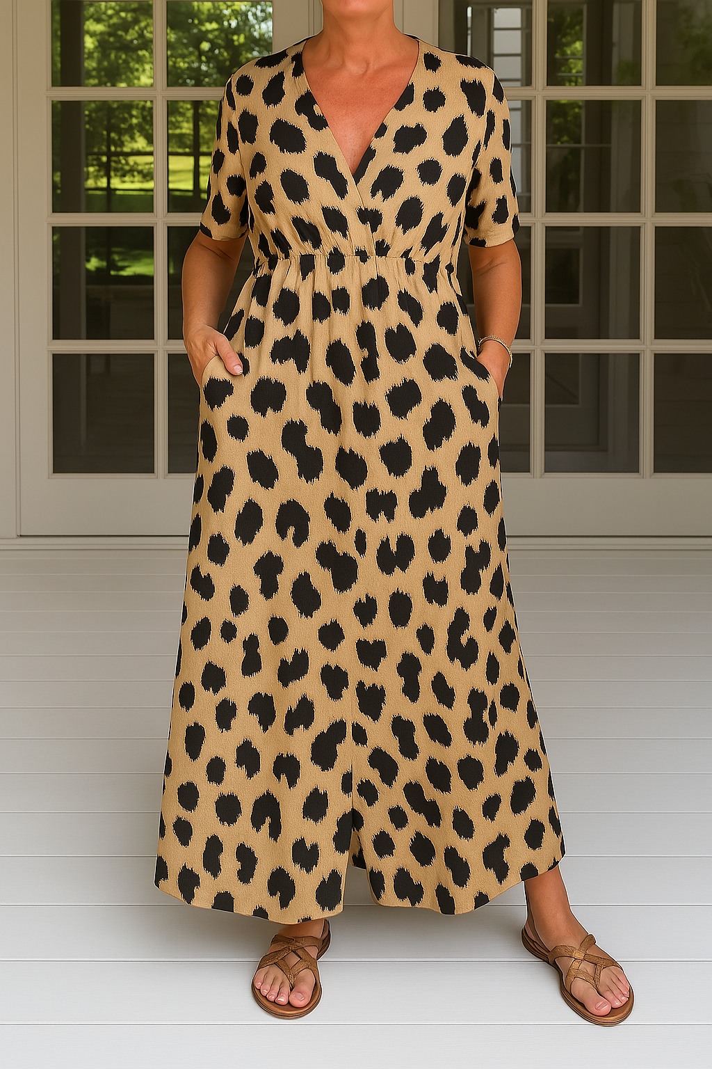 Mabel | Elegant maxikjole med leopardmønster