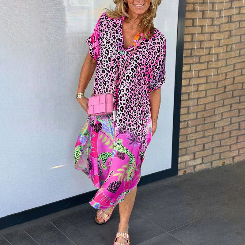Calista | Elegant Kjole med Dyreprint