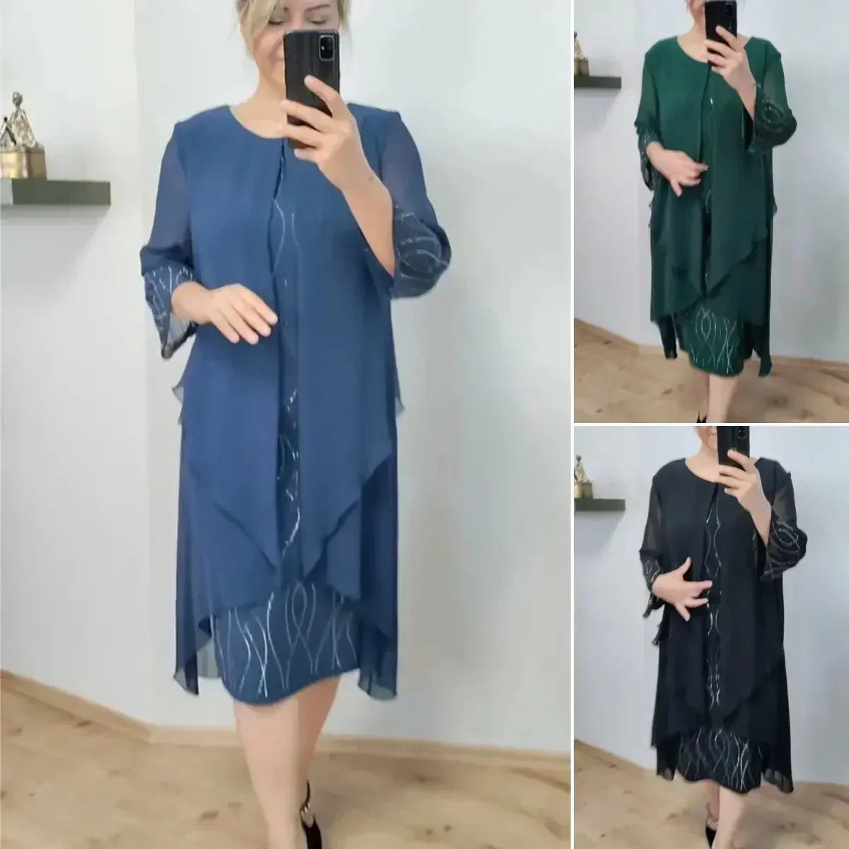 Mirah | Elegant midikjole med gennemsigtigt overlay