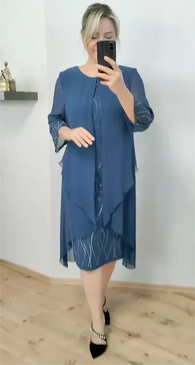 Mirah | Elegant midikjole med gennemsigtigt overlay